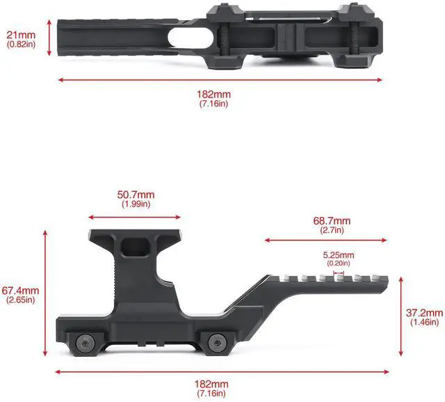 Alt view image 7 of 7 - Tactical Group Type HY Mount Red Dot Riser Mount Laser Combo Adapter Mount Base Picatinny Rail Riser Scope Mount for T1 T2 Optic Scope Sight Holographic