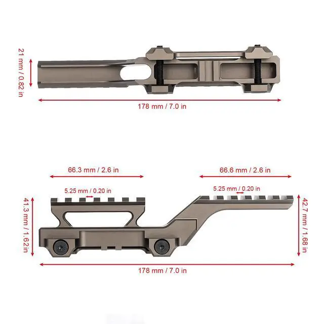 Alt view image 6 of 7 - Tactical Group Type HY Mount Red Dot Riser Mount Laser Combo Adapter Mount Base Picatinny Rail Riser Scope Mount for T1 T2 Optic Scope Sight Holographic