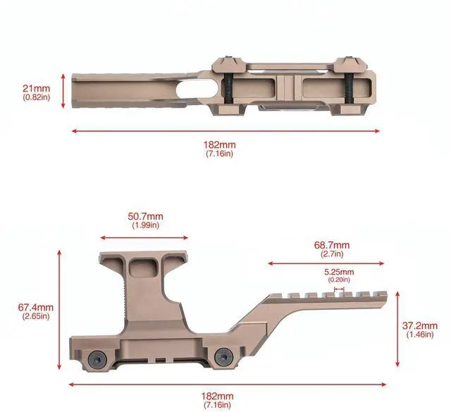 Alt view image 7 of 7 - Tactical Group Type HY Mount Red Dot Riser Mount Laser Combo Adapter Mount Base Picatinny Rail Riser Scope Mount for T1 T2 Optic Scope Sight Holographic