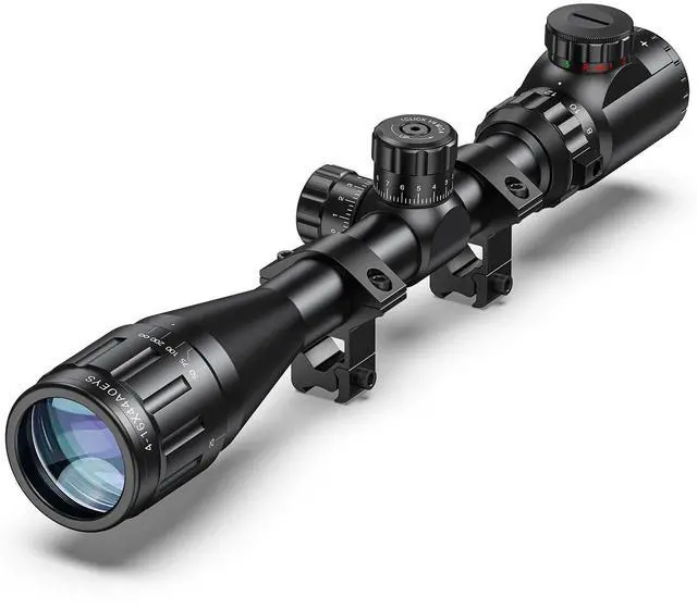 Main image of 4-16x44 AO Rifle Scope Red and Green Illuminated Scope with Locking Turret Sunshade and Mount Included