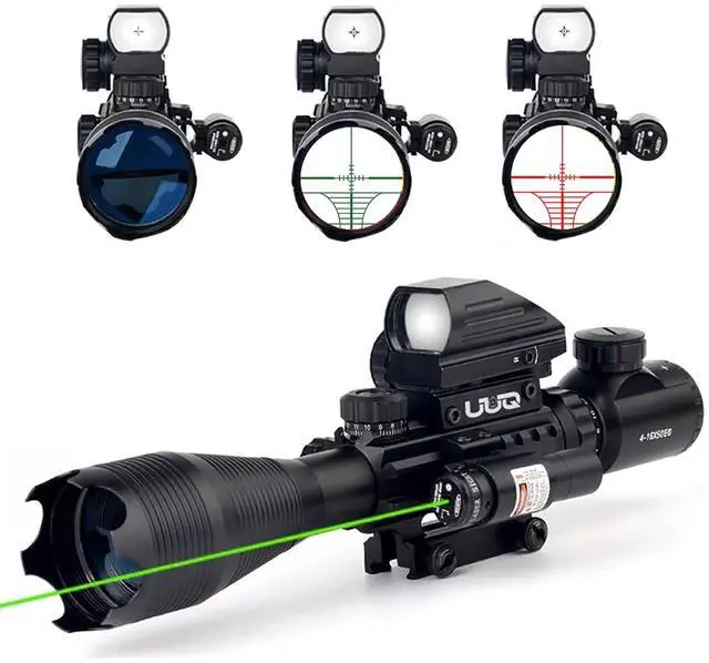 Main image of 4-16x50 Tactical Rifle Scope Red/Green Illuminated Range Finder Reticle W/Laser Sight and Holographic Reflex Dot Sight