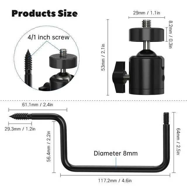 Alt view image 5 of 7 - Trail Camera Tree Mount: 360 Degrees Adjustable Game Camera Mount with 1/4 inch Screw, Easy Installation & Compact Sturdy