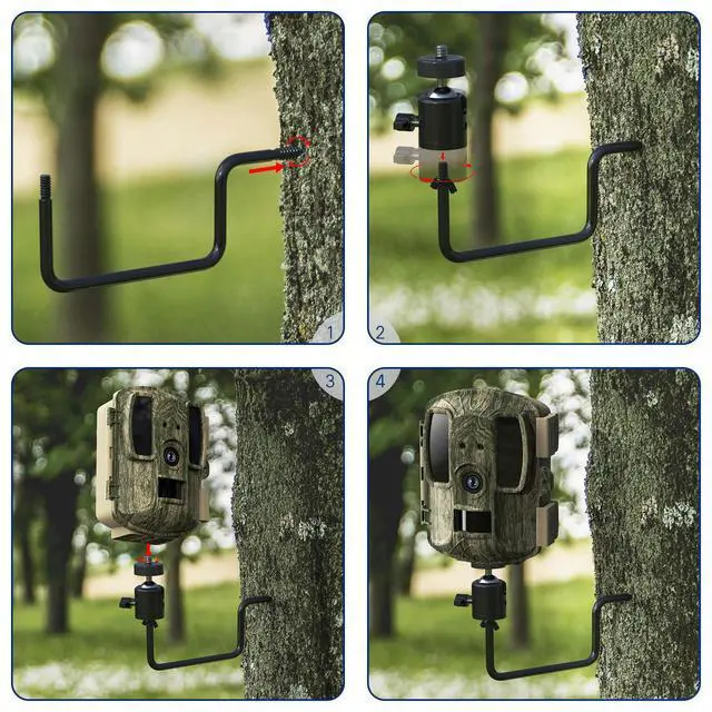 Alt view image 6 of 7 - Trail Camera Tree Mount: 360 Degrees Adjustable Game Camera Mount with 1/4 inch Screw, Easy Installation & Compact Sturdy