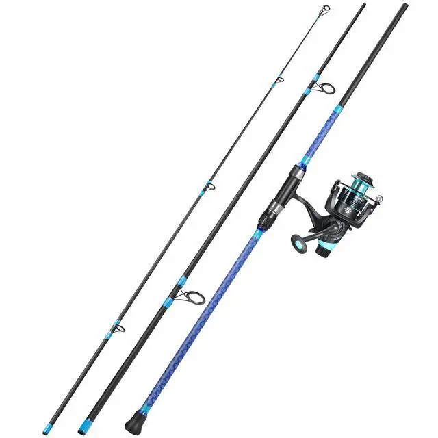 Alt view image 3 of 7 - 3 Piece Baitfeeder Combo Surf Fishing Rod Combo Medium/Heavy Travel Spinning Rod with 4000 Size Reel (9'/10'/11'/12')