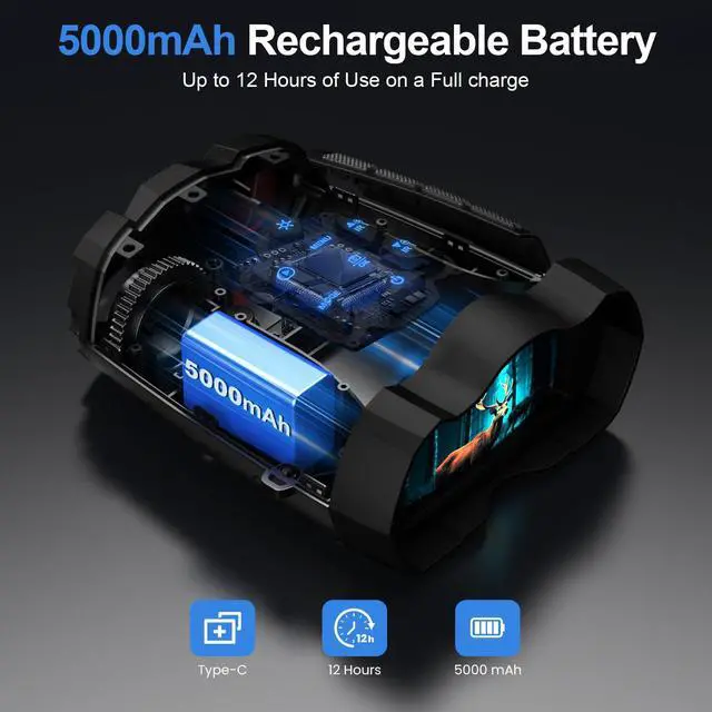 Alt view image 5 of 7 - Night Vision Goggles, 4K Binoculars with Camera, 3.5" HD Display and 32GB TF Card, 9 Gear Night Vision, 16X Digital Zoom, 5000mAh Battery Nightvision