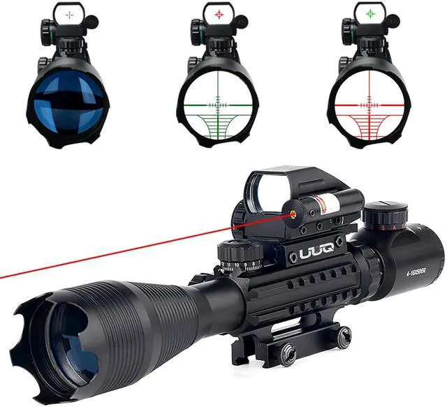 Main image of 4-16x50 Tactical Rifle Scope Red/Green Illuminated Range Finder Reticle W/Laser Sight and Holographic Reflex Dot Sight