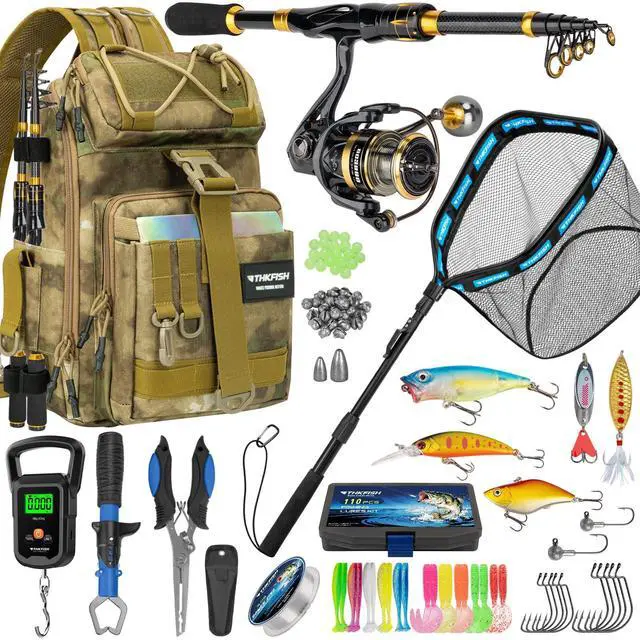 Main image of Telescoping Fishing Rod and Reel Combo with Backpack, Carbon Fiber Travel Fishing Pole Spinning Reel Kit with Fishing Lures, Fishing Tools Kit for Men
