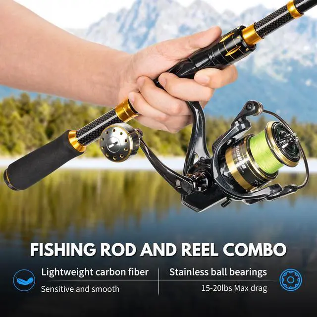 Alt view image 4 of 7 - Telescoping Fishing Rod and Reel Combo with Backpack, Carbon Fiber Travel Fishing Pole Spinning Reel Kit with Fishing Lures, Fishing Tools Kit for Men
