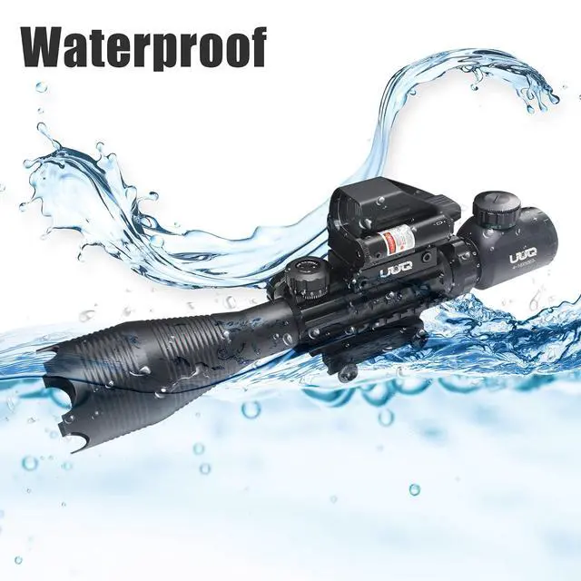 Alt view image 5 of 7 - 4-16x50 Tactical Rifle Scope Red/Green Illuminated Range Finder Reticle W/Laser Sight and Holographic Reflex Dot Sight