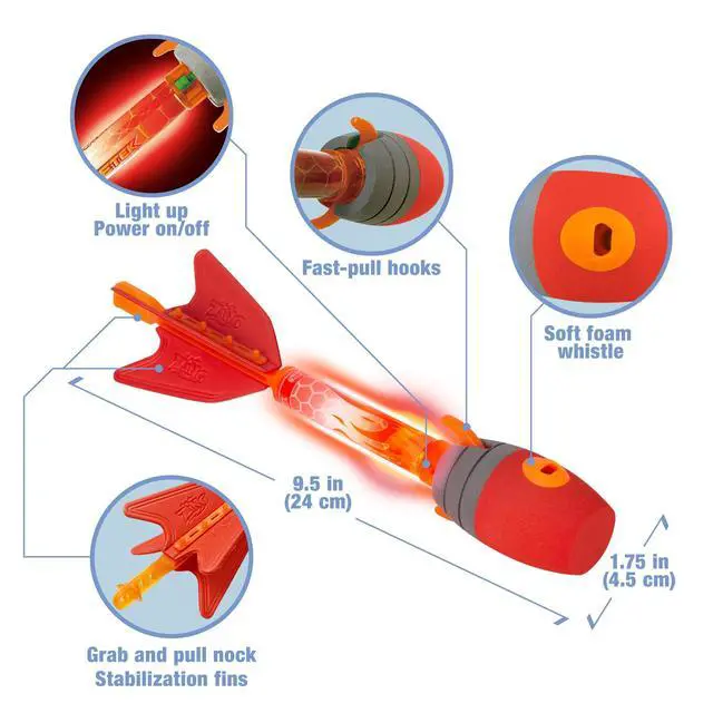 Alt view image 4 of 6 - HyperStrike FireTek Bow Archer Pack, Light Up Bow and Light Up Zonic Whistle Arrows, Shoots Arrows Over 200ft, Outdoor Play with Friends and Family, for Ages 14+ (Red)
