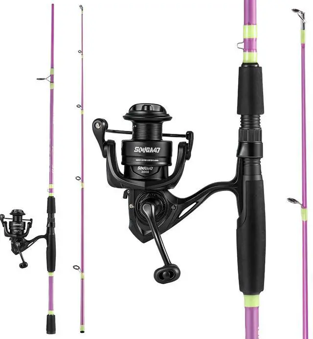 Main image of Fishing Rod Combo, 2-Piece 6-Foot Graphite & Fiberglass Rod with Anti-Reverse Spinning Fishing Reel