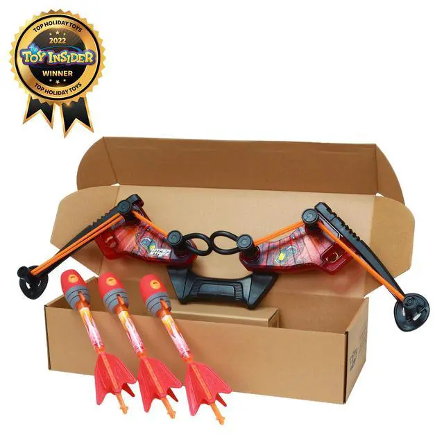 Alt view image 2 of 6 - HyperStrike FireTek Bow Archer Pack, Light Up Bow and Light Up Zonic Whistle Arrows, Shoots Arrows Over 200ft, Outdoor Play with Friends and Family, for Ages 14+ (Red)