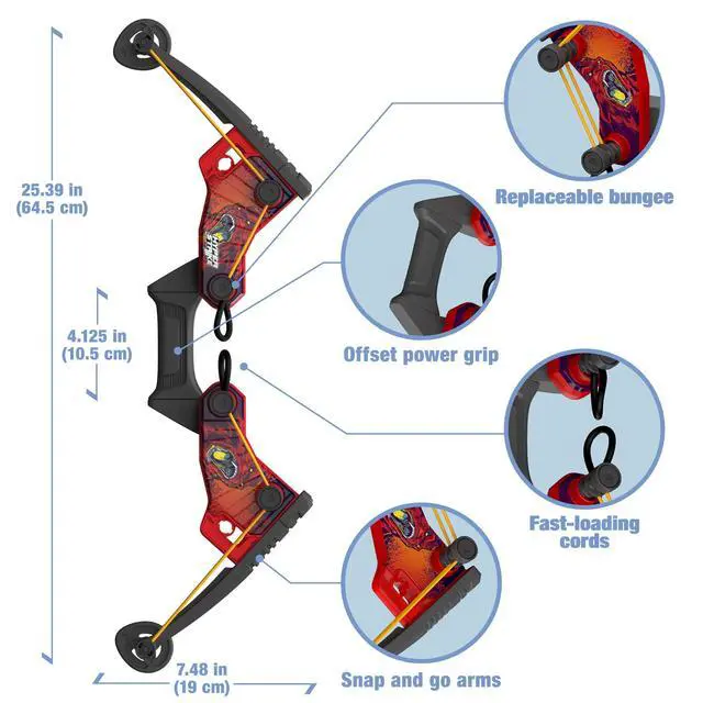 Alt view image 3 of 6 - HyperStrike FireTek Bow Archer Pack, Light Up Bow and Light Up Zonic Whistle Arrows, Shoots Arrows Over 200ft, Outdoor Play with Friends and Family, for Ages 14+ (Red)
