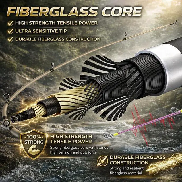 Alt view image 4 of 7 - Fishing Rod Combo, 2-Piece 6-Foot Graphite & Fiberglass Rod with Anti-Reverse Spinning Fishing Reel