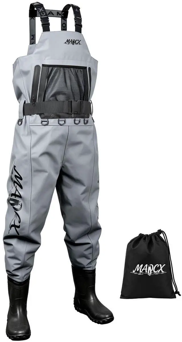 Main image of High Strength Nylon PVC Waterproof Fishing Chest Waders with Bootfoot | 600D Premium Ripstop Nylon Taslon Fabric,Dmultiple D-rings,Anti-Slip Boots,Comfortable Adjustable Fit,Waterproof&Durable