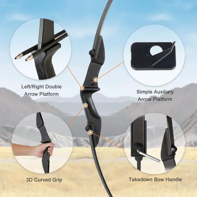 Alt view image 2 of 7 - Recurve Bow and Arrow SetTakedown Recurve Bows Archery for Adults Left and Right Hands 40lbs Archery Set