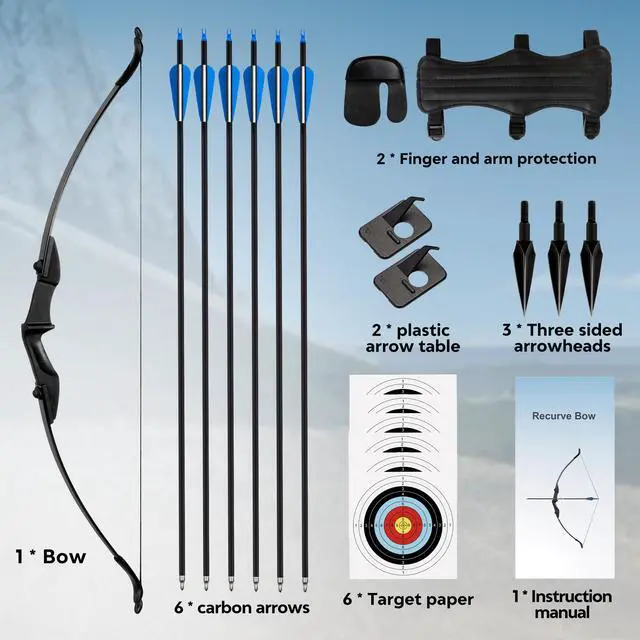 Alt view image 4 of 7 - Recurve Bow and Arrow SetTakedown Recurve Bows Archery for Adults Left and Right Hands 40lbs Archery Set