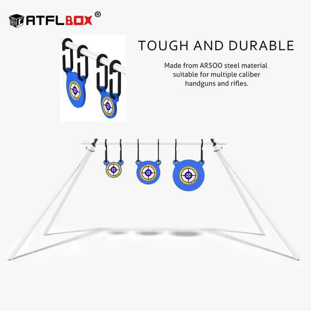 Alt view image 2 of 7 - 3/8'' AR500 Steel Target Combo Set, 4'' 6'' 8'' AR500 Gong Targets, Complete AR500 Steel Kit Fit for 1 Inch OD Conduit