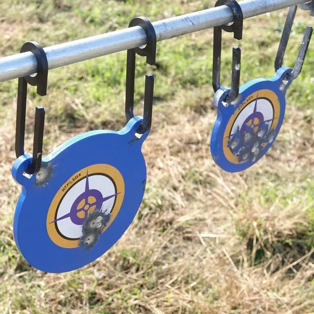 Alt view image 7 of 7 - 3/8'' AR500 Steel Target Combo Set, 4'' 6'' 8'' AR500 Gong Targets, Complete AR500 Steel Kit Fit for 1 Inch OD Conduit