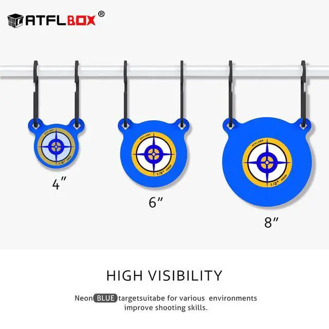 Alt view image 6 of 7 - 3/8'' AR500 Steel Target Combo Set, 4'' 6'' 8'' AR500 Gong Targets, Complete AR500 Steel Kit Fit for 1 Inch OD Conduit
