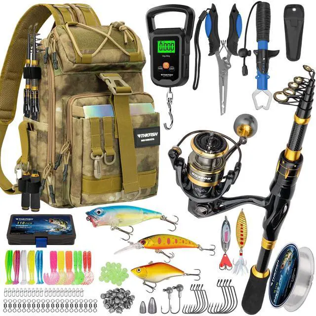 Main image of Telescoping Fishing Rod and Reel Combo with Backpack, Carbon Fiber Travel Fishing Pole Spinning Reel Kit with Fishing Lures, Fishing Tools Kit for Men