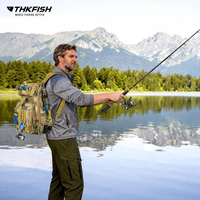 Alt view image 7 of 7 - Telescoping Fishing Rod and Reel Combo with Backpack, Carbon Fiber Travel Fishing Pole Spinning Reel Kit with Fishing Lures, Fishing Tools Kit for Men