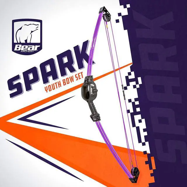 Alt view image 2 of 7 - Spark Youth Bow Set, Recommended for Ages 5 to 10, Ambidextrous, Includes 2 Arrows, Armguard, Quiver