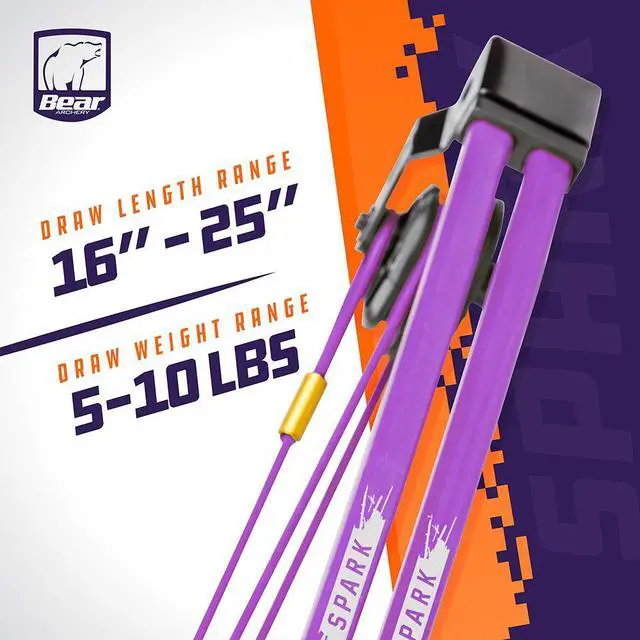 Alt view image 3 of 7 - Spark Youth Bow Set, Recommended for Ages 5 to 10, Ambidextrous, Includes 2 Arrows, Armguard, Quiver