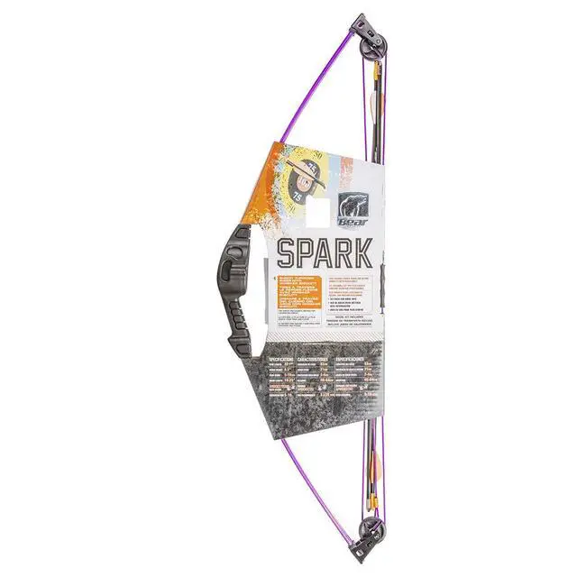 Alt view image 6 of 7 - Spark Youth Bow Set, Recommended for Ages 5 to 10, Ambidextrous, Includes 2 Arrows, Armguard, Quiver