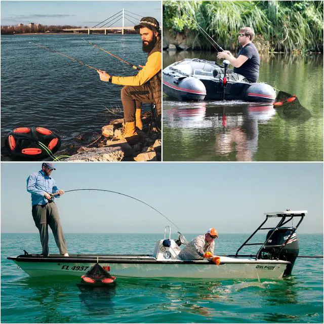 Alt view image 6 of 7 - Extra Large Foldable Floating Fishing Basket for Live Caught Fish, Heavy Duty Coated Mesh Bait Pen, Collapsible Mesh Fishing Basket