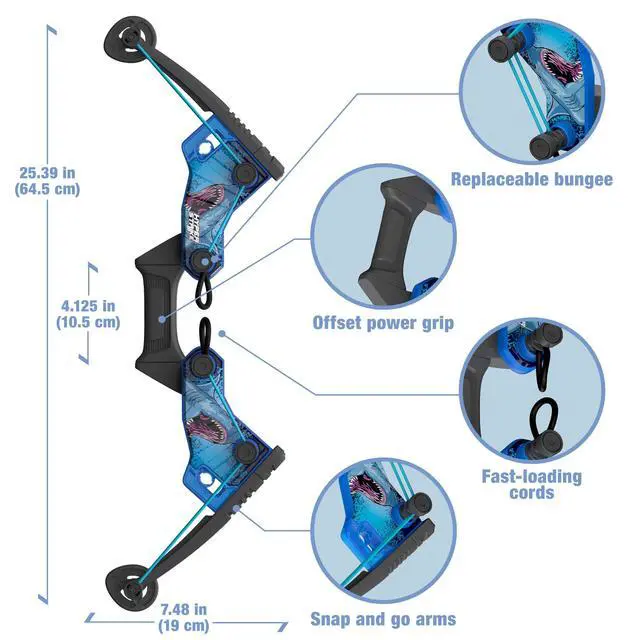 Alt view image 3 of 6 - HyperStrike FireTek Bow Archer Pack, Light Up Bow and Light Up Zonic Whistle Arrows, Shoots Arrows Over 200ft, Outdoor Play with Friends and Family, for Ages 14+ (Blue)
