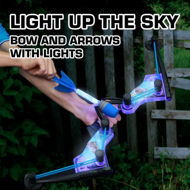 Alt view image 6 of 6 - HyperStrike FireTek Bow Archer Pack, Light Up Bow and Light Up Zonic Whistle Arrows, Shoots Arrows Over 200ft, Outdoor Play with Friends and Family, for Ages 14+ (Blue)