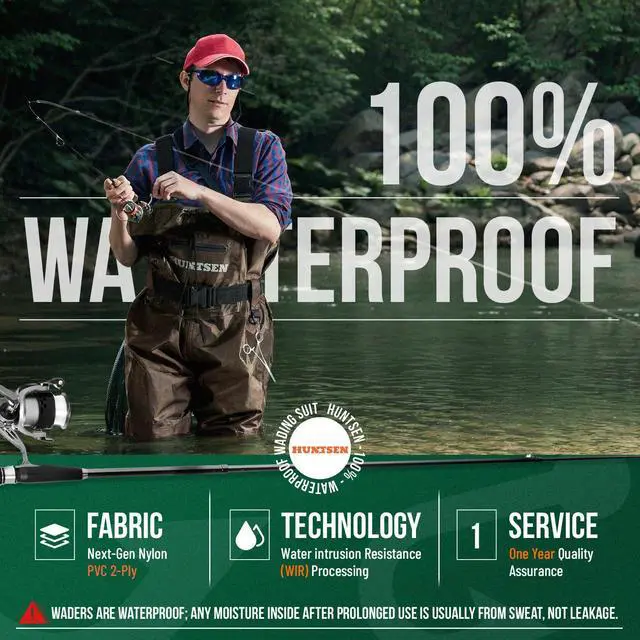 Alt view image 3 of 7 - Fishing Waders for Men Women - 2-Ply Nylon/PVC Waterproof Hunting Chest Waders with Boot Hanger&Phone Case, Size9-13