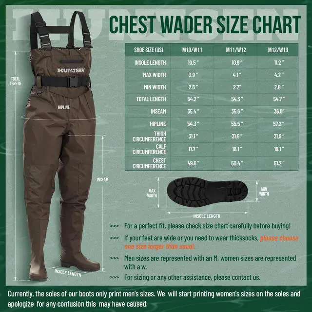 Alt view image 5 of 7 - Fishing Waders for Men Women - 2-Ply Nylon/PVC Waterproof Hunting Chest Waders with Boot Hanger&Phone Case, Size9-13