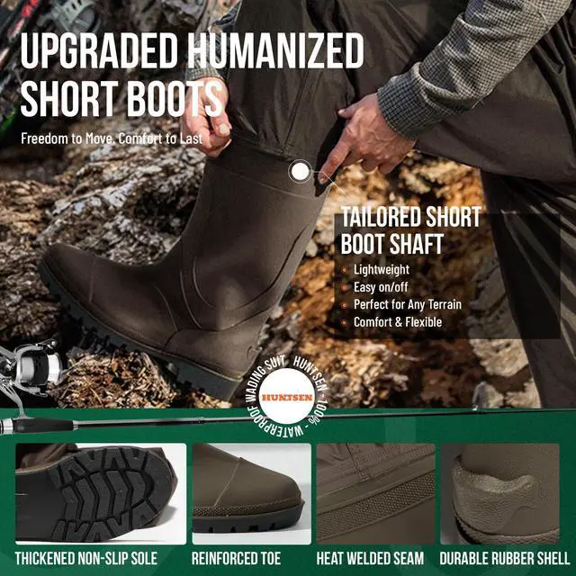 Alt view image 6 of 7 - Fishing Waders for Men Women - 2-Ply Nylon/PVC Waterproof Hunting Chest Waders with Boot Hanger&Phone Case, Size9-13