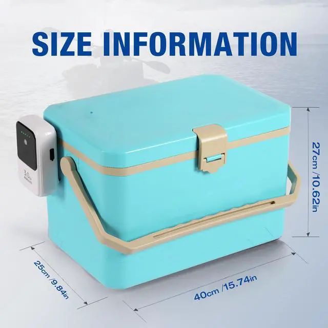 Alt view image 5 of 6 - Fishing Cooler 11QT/15QT Live Bait Cooler with 4000mAh Rechargeable Aerator for Fishing,Bait Bucket for Live Fish Shrimp,Portable Minnow Bucket for Boat Outdoors