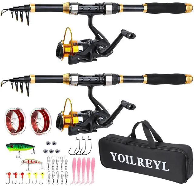 Main image of Yoilrey Fishing Rod and Reel Combo 5.9ft Telescopic Fishing Pole Starter Kit with Spinning Reel, Fishing Line, Lure Box & Tackle Bag for Travel