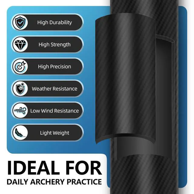 Alt view image 5 of 7 - Archery 24PCS Compound Bow Arrows for Practice. 30" Carbon Shaft, Spine 500 with Removable Tips. 4 Colors Vane Fit for Indoor and Outdoor Archery