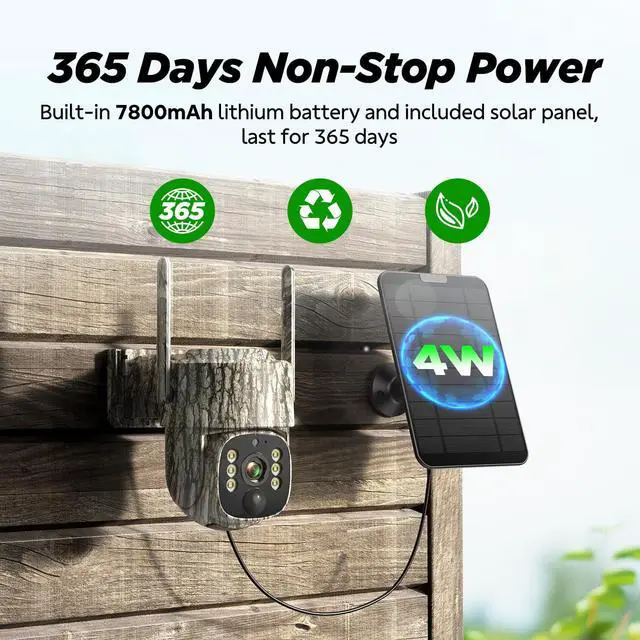 Alt view image 4 of 6 - Trail Camera, 4G LTE Cellular Game Cameras with 360° Live Streaming, 2.5K Wildlife Hunting Camera Solar Powered, Security Camera Built-in SIM Card, Night Vision, Motion Activated, Waterproof