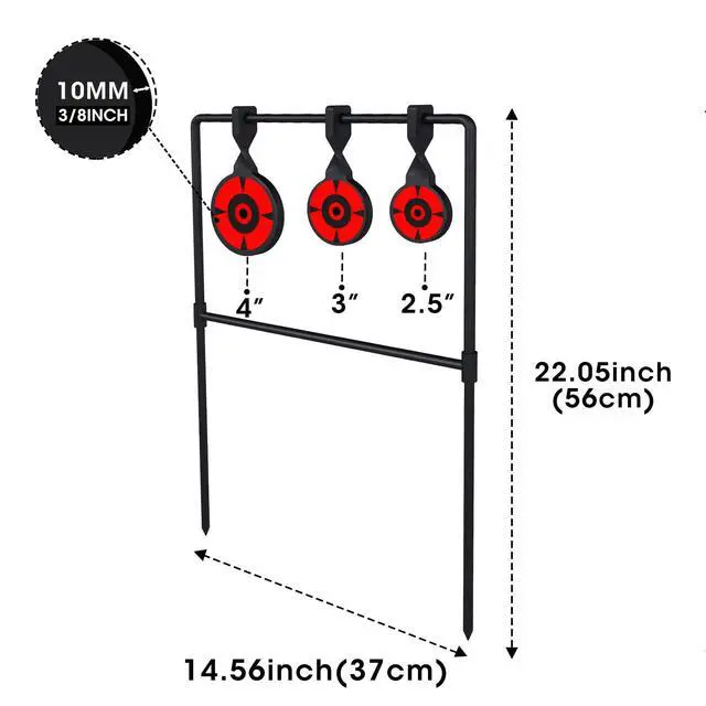Alt view image 5 of 6 - 3/8'' Thick Metal High Caliber Spinner Target, Heavy Metal Spinner Auto Reset Steel Target for Centerfire Handguns Up to.44 Magnum Outdoor Target Shooting Range
