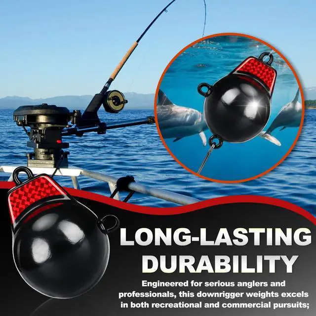 Alt view image 3 of 6 - Coated Downrigger Ball Weight with Keel Downrigger Weights Vinyl-Coated Trolling Weight for Boats Round Marine Accessories Black