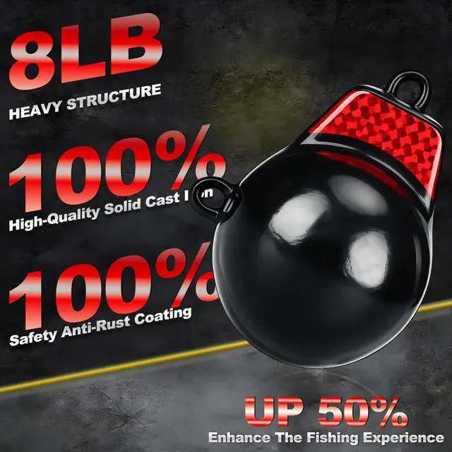 Alt view image 2 of 6 - Coated Downrigger Ball Weight with Keel Downrigger Weights Vinyl-Coated Trolling Weight for Boats Round Marine Accessories Black