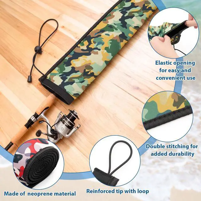 Alt view image 5 of 7 - Neoprene Fishing Rod Sleeves, 2.5MM Thick Tangle-Free Covers, Protective Sock for Spinning Casting Rods, Travel Storage