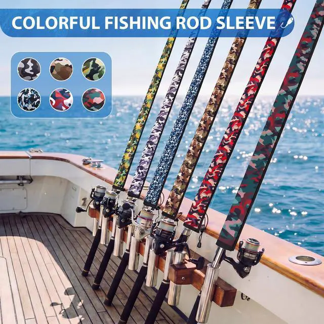 Alt view image 7 of 7 - Neoprene Fishing Rod Sleeves, 2.5MM Thick Tangle-Free Covers, Protective Sock for Spinning Casting Rods, Travel Storage
