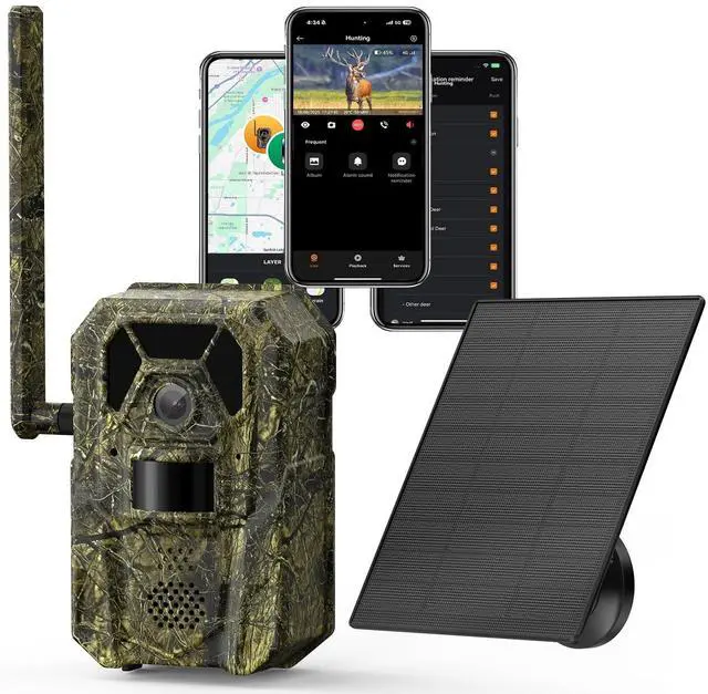 Main image of ® Cellular Trail Camera 4G Wild Game Cameras 13,000 mAh Battery Solar Panel 2K Audible Video No-Glow IR Night Vision IP66 Waterproof for Wildlife Deer Monitoring Home Security (Green)