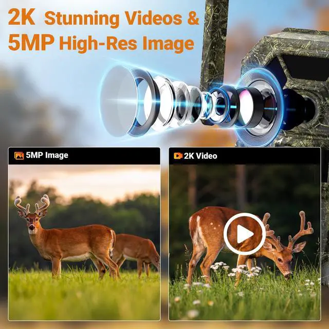 Alt view image 3 of 7 - ® Cellular Trail Camera 4G Wild Game Cameras 13,000 mAh Battery Solar Panel 2K Audible Video No-Glow IR Night Vision IP66 Waterproof for Wildlife Deer Monitoring Home Security (Green)
