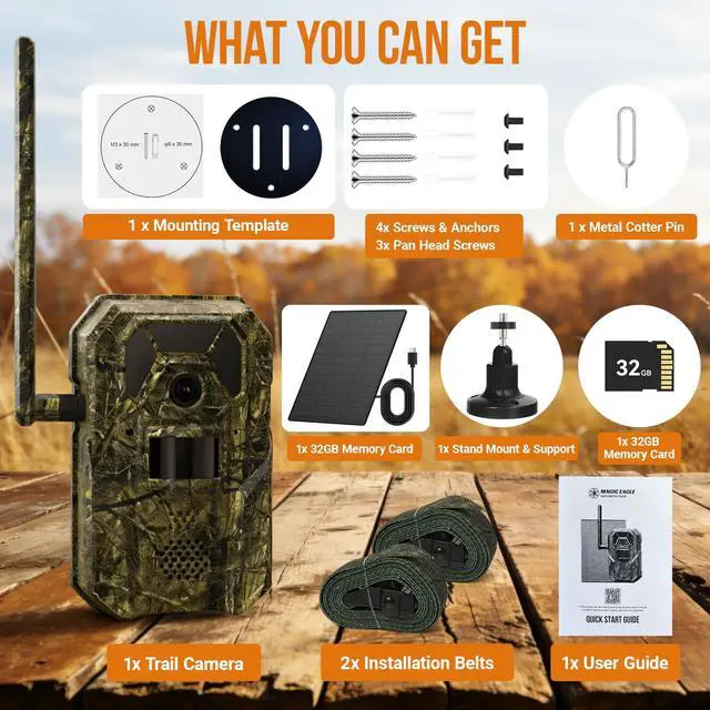 Alt view image 7 of 7 - ® Cellular Trail Camera 4G Wild Game Cameras 13,000 mAh Battery Solar Panel 2K Audible Video No-Glow IR Night Vision IP66 Waterproof for Wildlife Deer Monitoring Home Security (Green)