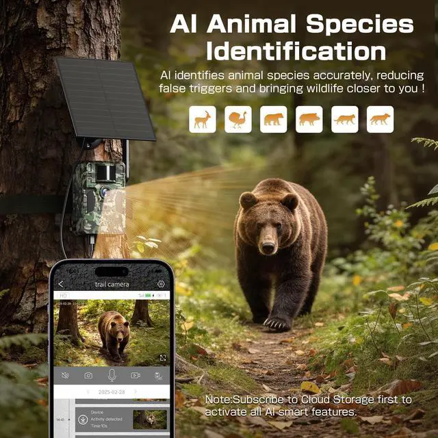 Alt view image 2 of 7 - 4G LTE Cellular Trail Camera, Unlimited Data Plan AI Animal Detection with 2K Live Video Game Camera, No WiFi Needed, IP66 Water-Resistant Trail cam Night Vision & Motion-Activated
