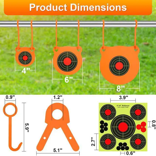 Alt view image 2 of 7 - AR500 Steel Target Combo Set, 3/8" Gong Target Hanging Kit, Outdoor Hanging Gong Targets with 10 Pcs Paper Targets, Complete AR500 Steel Kit Fit for 1 Inch OD EMT Conduit (Without Metal Tube)