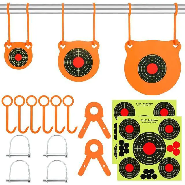 Alt view image 5 of 7 - AR500 Steel Target Combo Set, 3/8" Gong Target Hanging Kit, Outdoor Hanging Gong Targets with 10 Pcs Paper Targets, Complete AR500 Steel Kit Fit for 1 Inch OD EMT Conduit (Without Metal Tube)